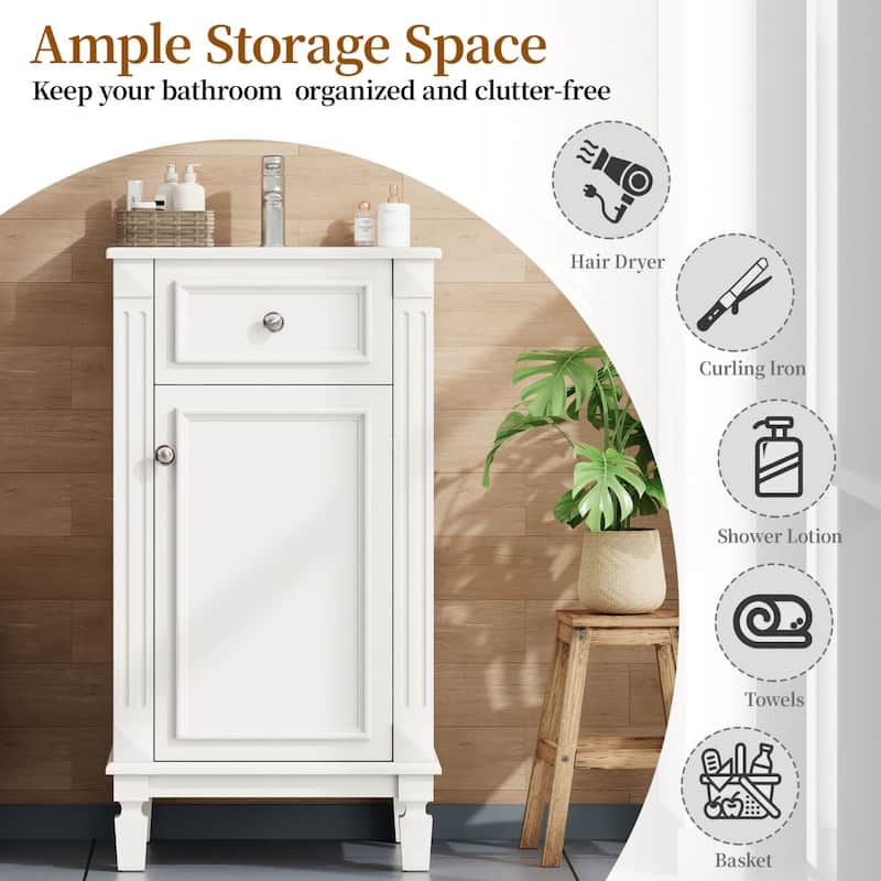 18" Bathroom Vanity with Ceramic Sink and Soft Closing Door