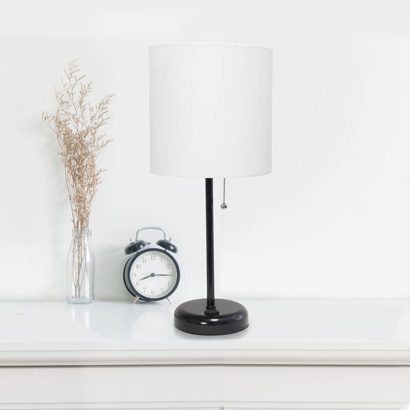 Porch & Den Custer Metal/ Fabric Lamp with Charging Outlet