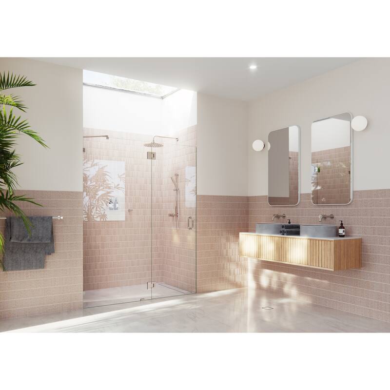 Glass Warehouse 78" x 56.75" Frameless Shower Door - Glass Hinge - Polished Nickel