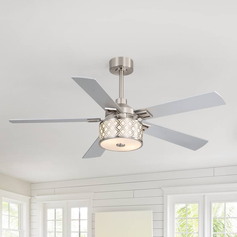 52" Reversible 5-Blade Caged Ceiling Fan with Light and Remote