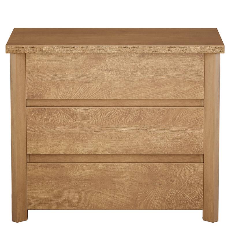 32" Farmhouse Nightstand with 3 Drawers, Large Rustic Brown Bedside Table with Ample Storage for Bedroom & Living Room