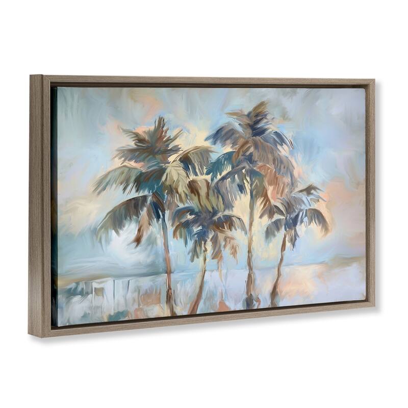 Stupell Cool Palm Trees Sunrise Framed Floater Canvas Wall Art Design By Ramona Murdock