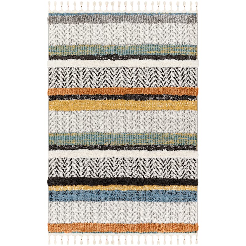 Livabliss Ipek Boho Stripe Plush Area Rug