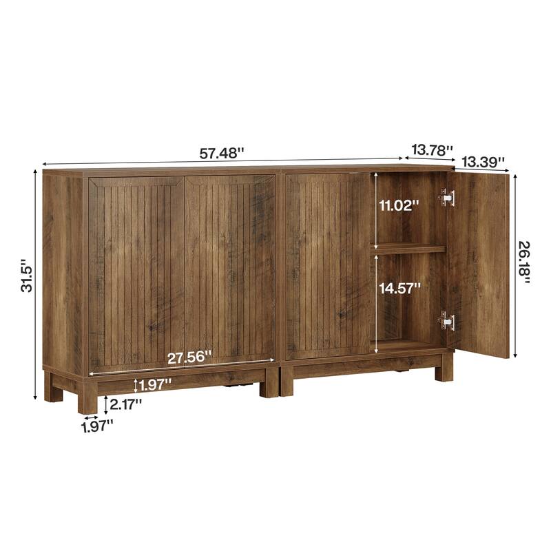 Wood Sideboard Buffet Cabinet, Coffee Bar Media TV Console Storage Cabinet for Living Room Dining Room Hallway