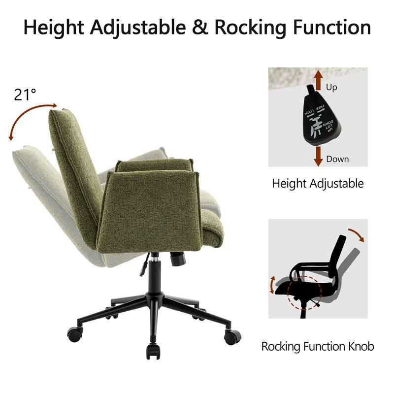 Upholstered Fabric Swivel Task Chair, Office Chair with Wheels