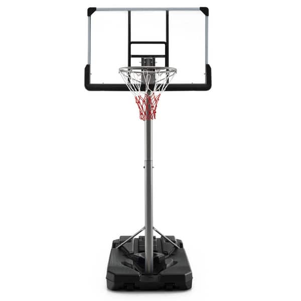 slide 2 of 11, Basketball Hoop with 5.4-6.6FT Adjustable Height and 50" Backboard-Black - 6.6 ft/6 ft/5.4 ft Black