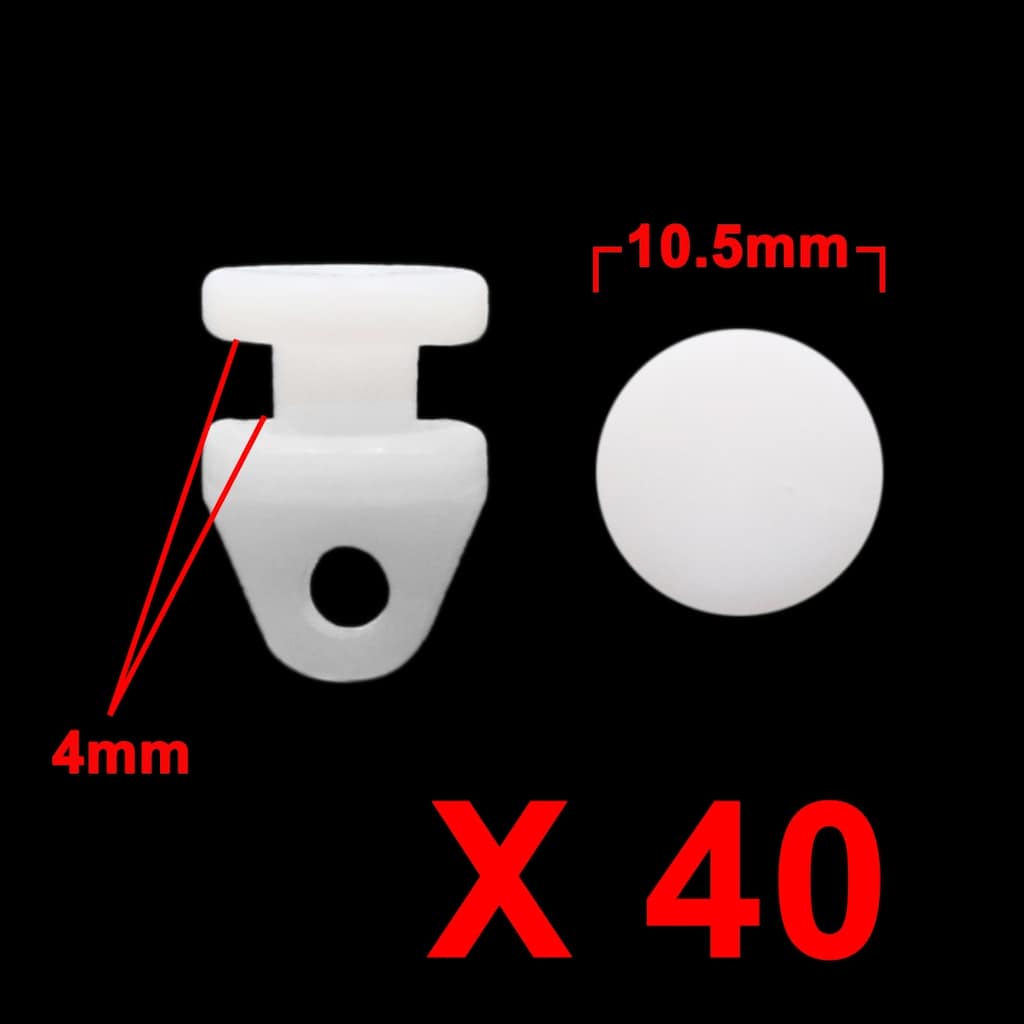 40Pcs White 3mm Hole Dia Window Glider Track Slide Wheels Roller Curtain Carrier