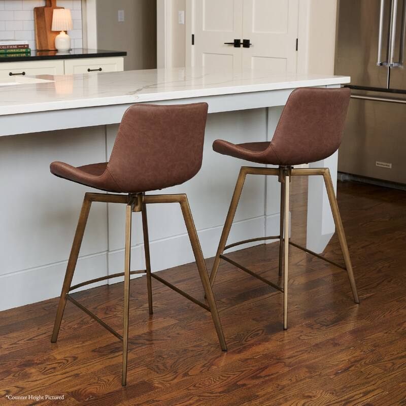 Maven Lane Victor Metal & Vegan Leather Kitchen Dining Stool