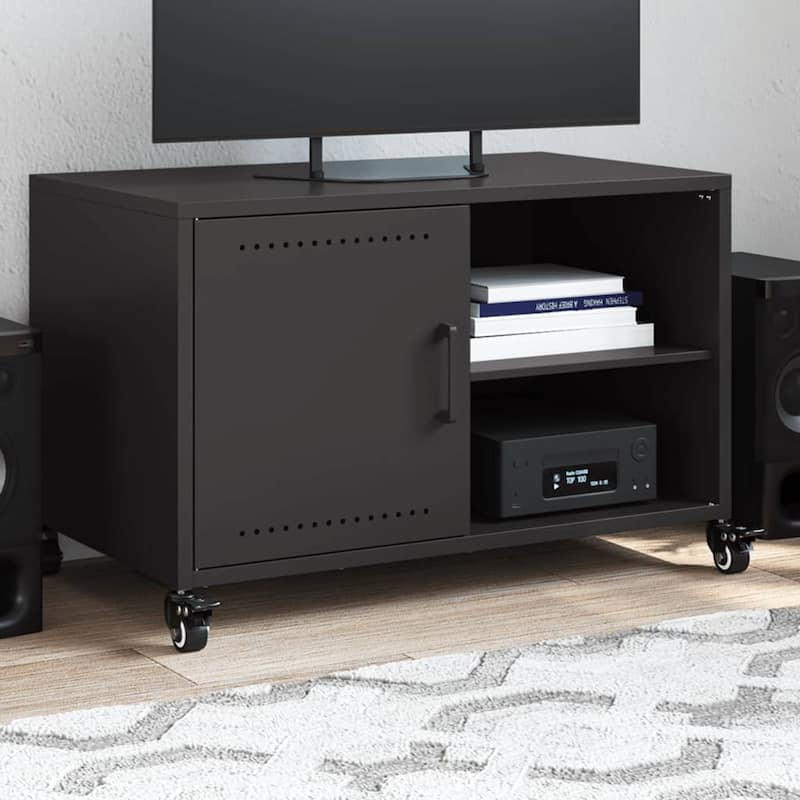 vidaXL TV Stand Entertainment Center Sideboard Media Unit Cold-rolled Steel - 15.4 x 26.8 x 17.1