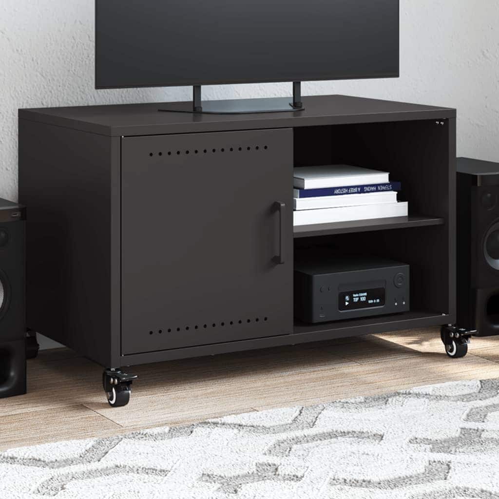 vidaXL TV Stand Entertainment Center Sideboard Media Unit Cold-rolled Steel - 15.4 x 26.8 x 17.1