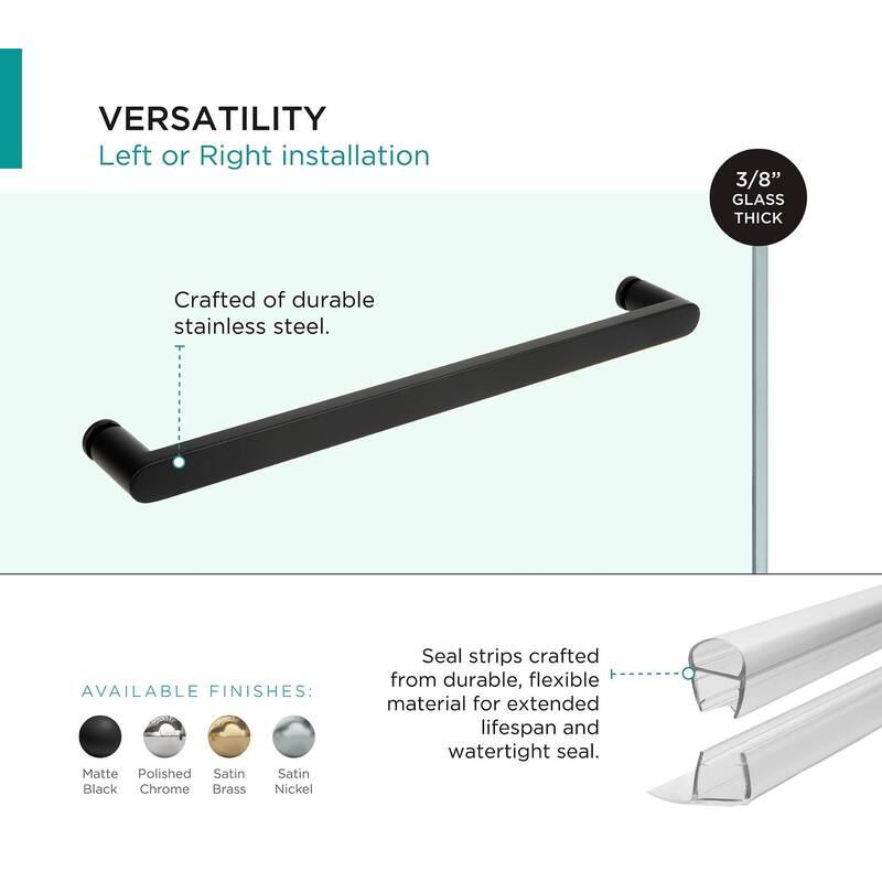 Fine Fixtures 60" Frameless Double Sliding Tub Door - 60" x 66"