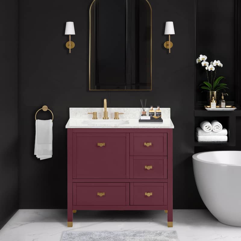 Alana Bathroom Vanity Cabinet in Burgundy Red