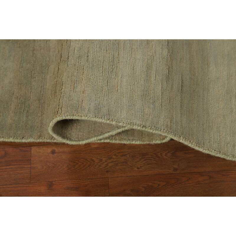 Green Modern Gabbeh Oriental Area Rug Hand-Knotted Wool Carpet - 4'11" x 6'4"