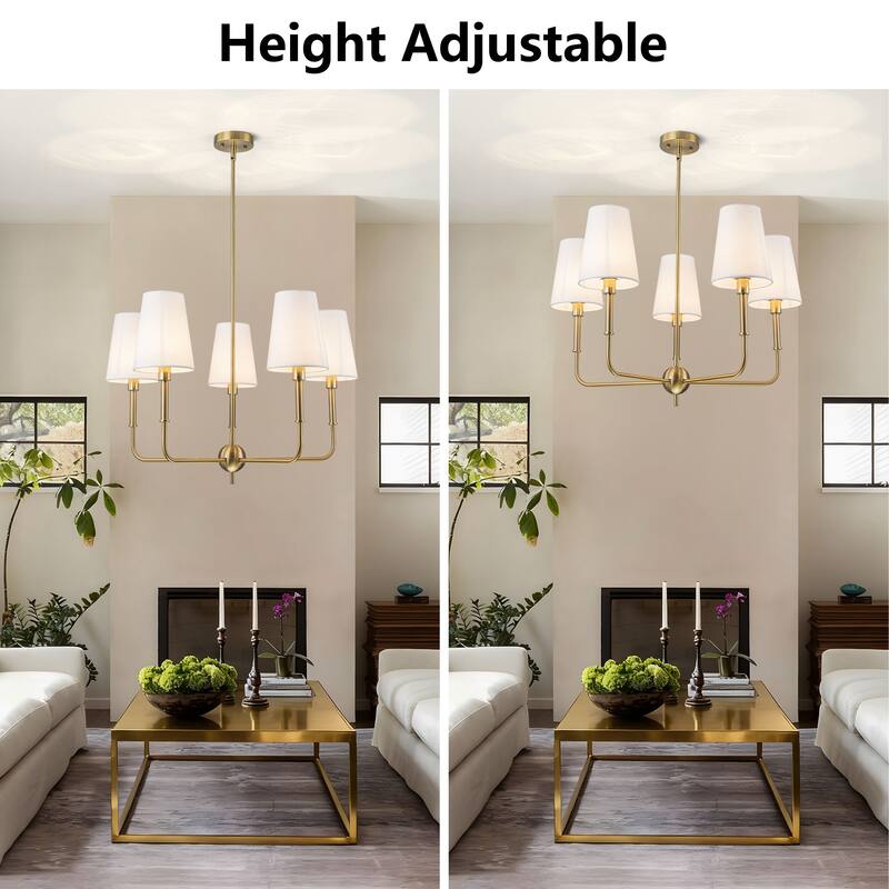 Starsky 5-Light Classic Traditional Chandelier with White Fabric Shades