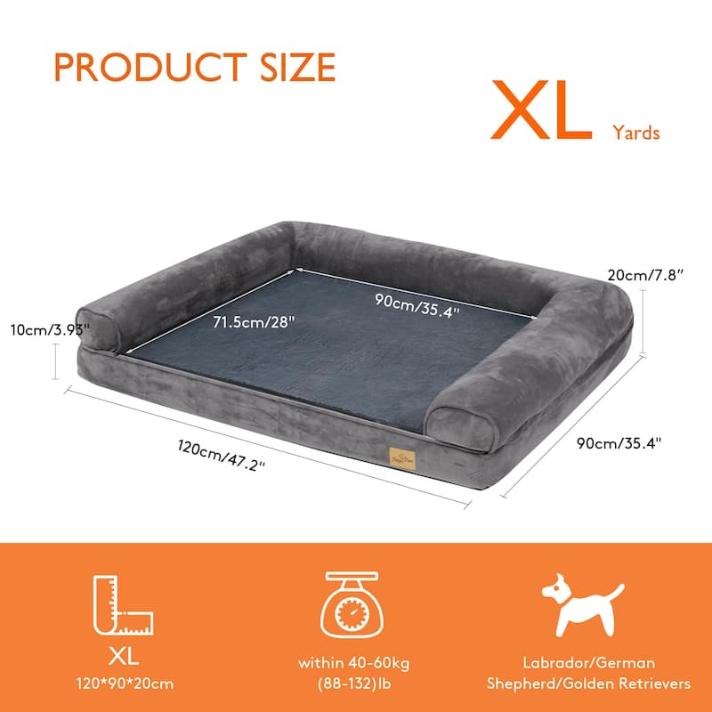Orthopedic Dog Bed Sofa Bolstered Pet Bed Foam Cushion Waterproof