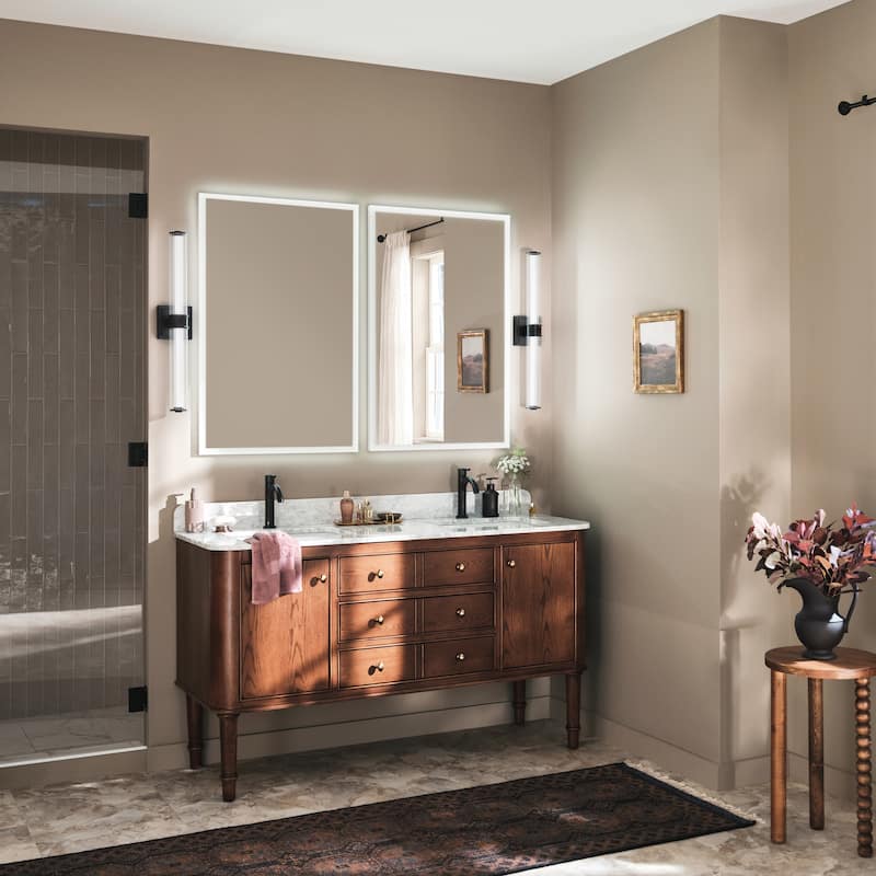Kichler Lighting Laurene 26.5" Linear Bath Bar Medium LED with Clear Fluted Glass in Black