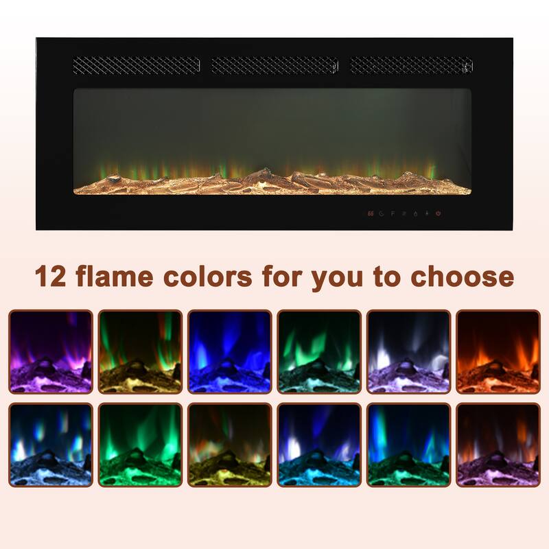 LED Recessed Wall-Mounted Electric Fireplace