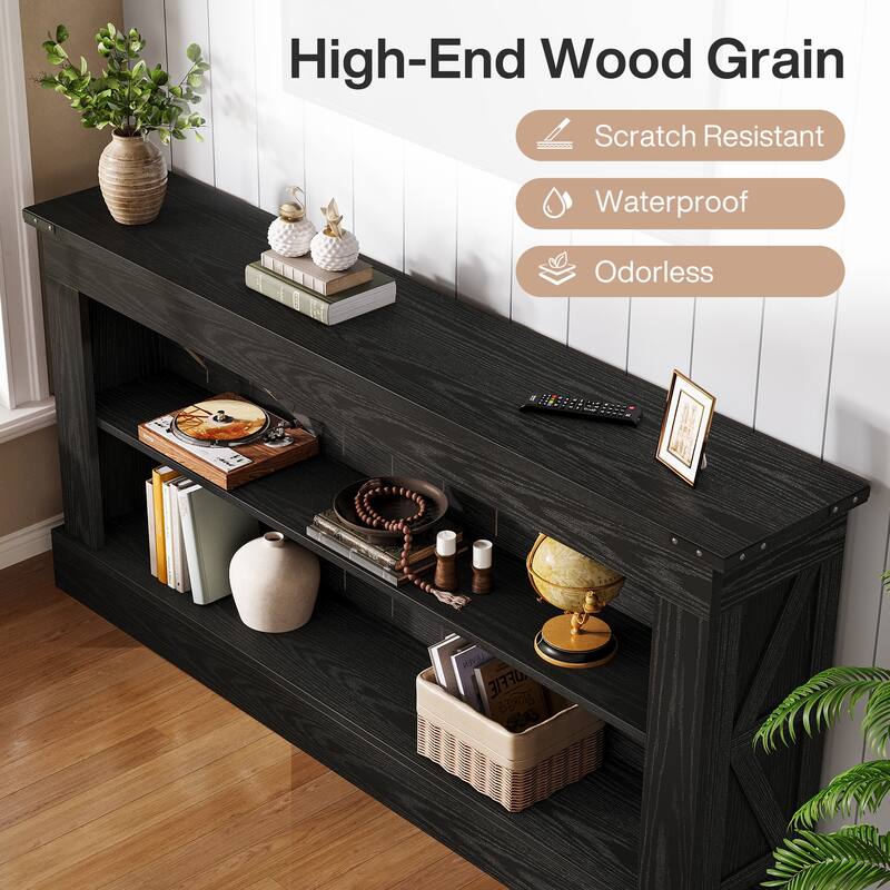 63-Inch Long Console Table with Shelf, 3 Tier Modern Entryway Table