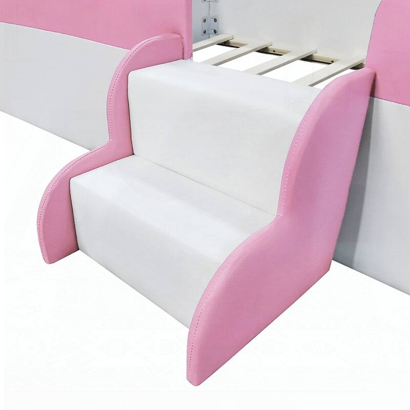 Upholstered Daybed Frame with Fence and Stairs