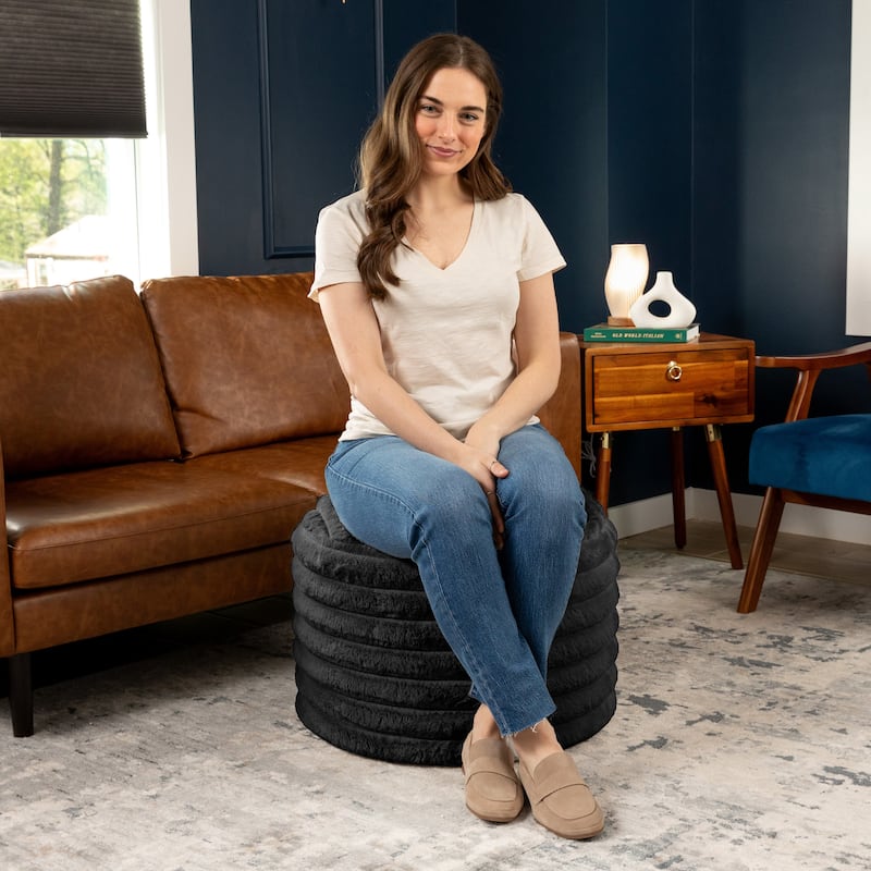 Jaxx Paran Pouf - Fluffy Faux Fur Ottoman for Modern Interior Design