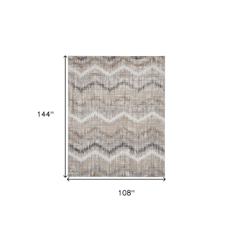 Buke Power Loomed Abstract Modern Non Skid Stain Resistant Low Pile Area Rug By HomeRoots - 144' X '108' X '0.25