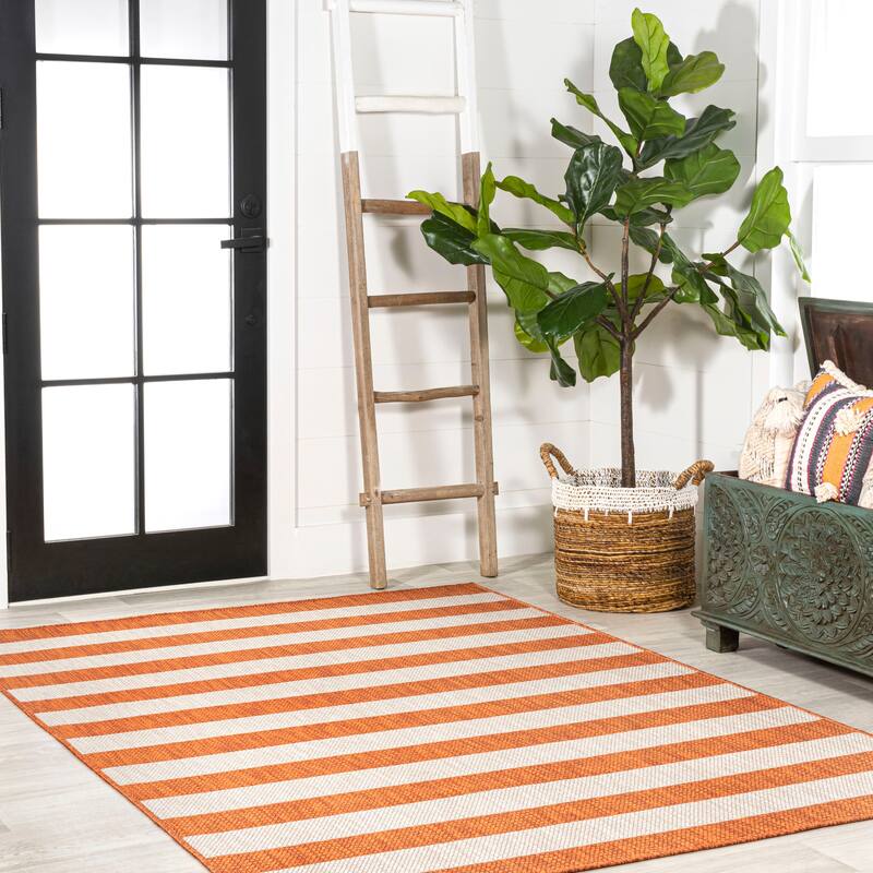 JONATHAN Y Vinales Two-Tone Wide Stripe Indoor/Outdoor Area Rug