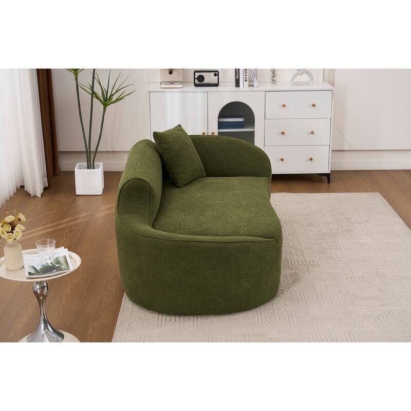 Compressed Curve Chaise Lounge, Modern Chenille Sofa Bed, No-Assembly Sofa