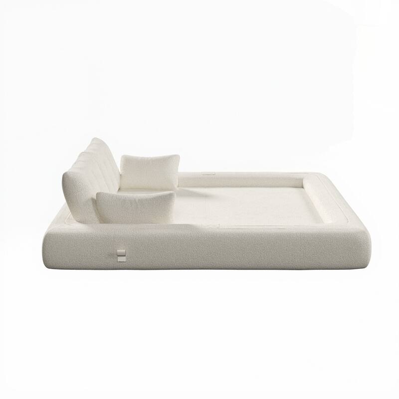 3-in-1 Teddy Fabric Foam-Filled Sleeper Sofa Bed