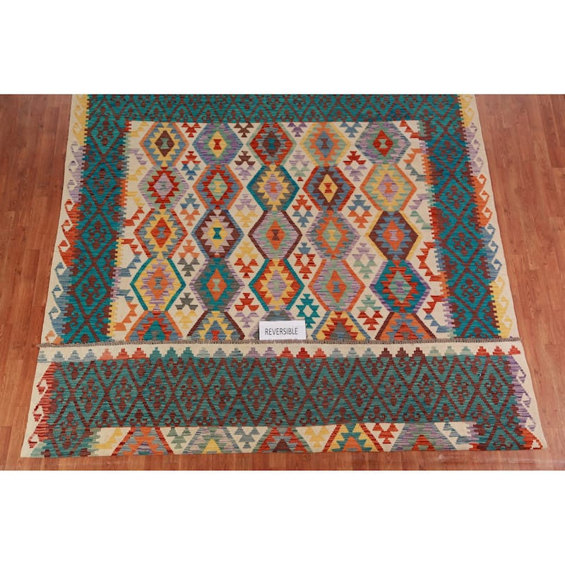 Kilim Oriental Area Rug Hand-Woven Southwestern Wool Carpet - 8'5"x 10'0"