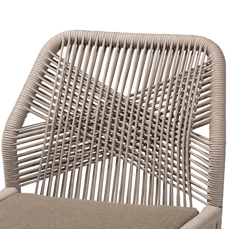 Modern Dining Chair - Grey Woven Rope Accent Chair - Mid Century Style Side Chair - Mahogany Frame