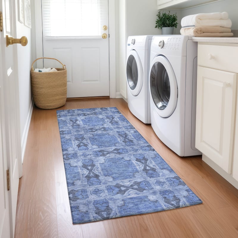 Machine Washable Indoor/ Outdoor Boho Medallions Chantille Rug