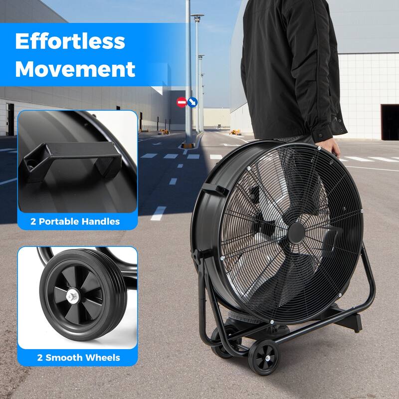 Gymax 24 Inch Industrial Drum Fan w/ 360 Degree Adjustable Tilt & 2