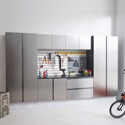 Nova Series 128 in. W x 72 in. H x 20 in. D Metallic Grey Garage Cabinet Set (7-Piece)