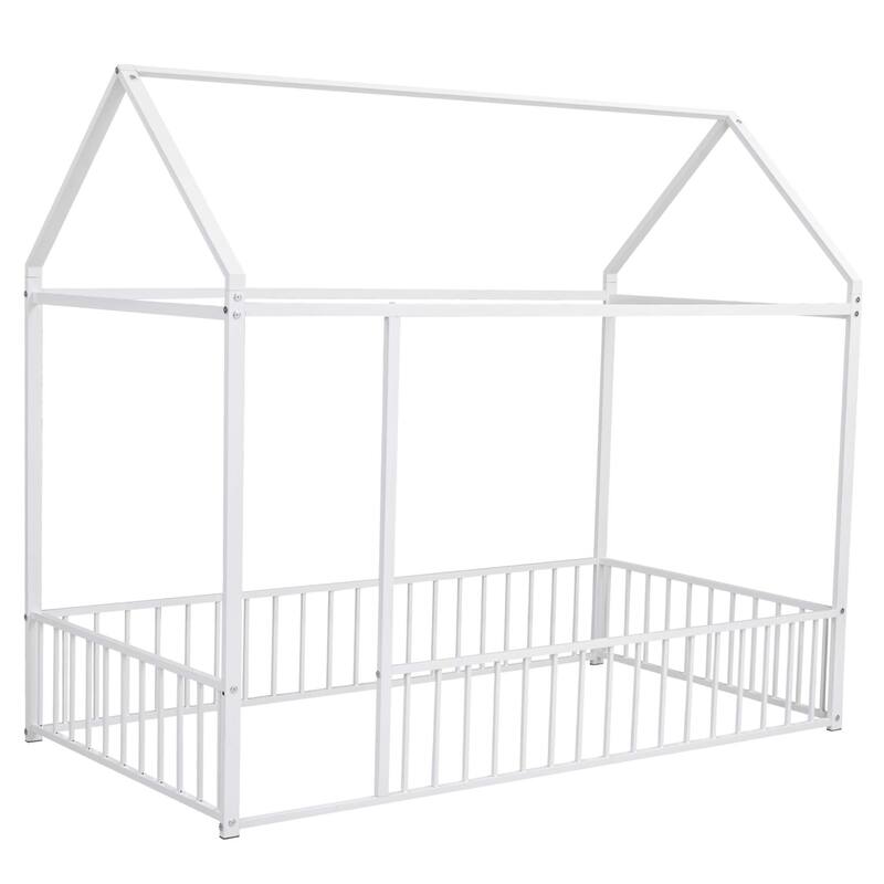 Metal Bed House Bed with Fence