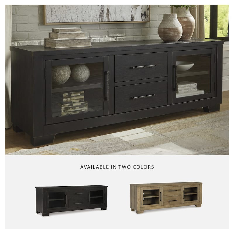 Signature Design by Ashley Galliden Black 80" TV Stand for TVs up to 92" - 79.5" W x 20" D x 28.13" H