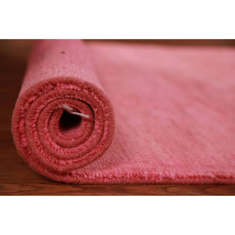 Modern Pink Gabbeh Oriental Rug Hand-Knotted Wool Carpet - 3'4" x 4'10"