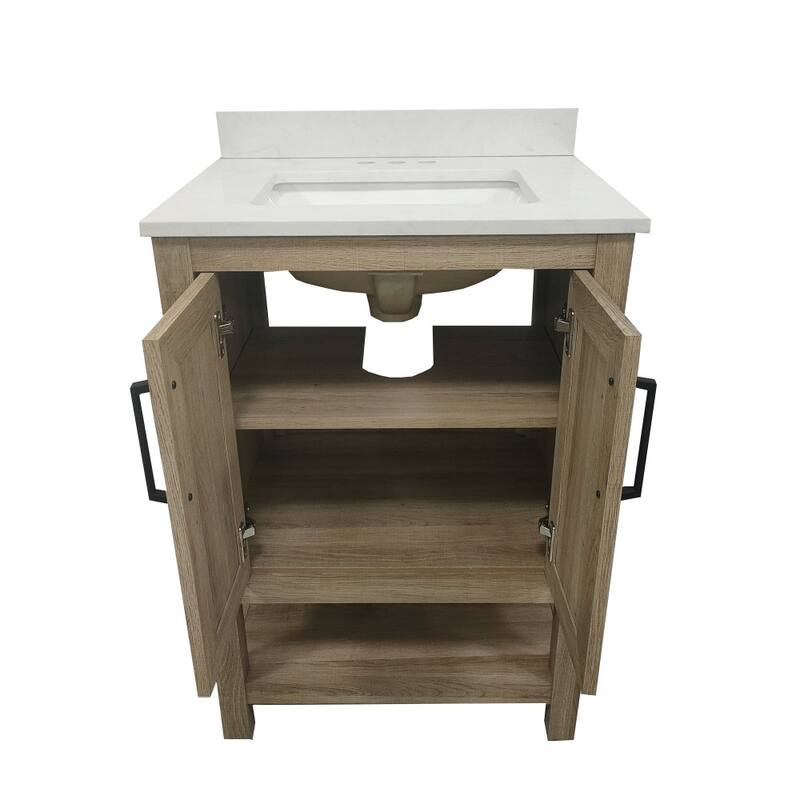 Bathroom Vanity with Undermount Sink and Open Storage Shelf