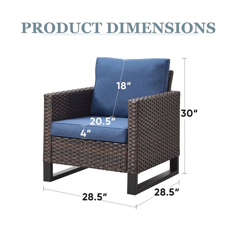 4 Pieces Outdoor Patio Chairs with Ottomans - Brown