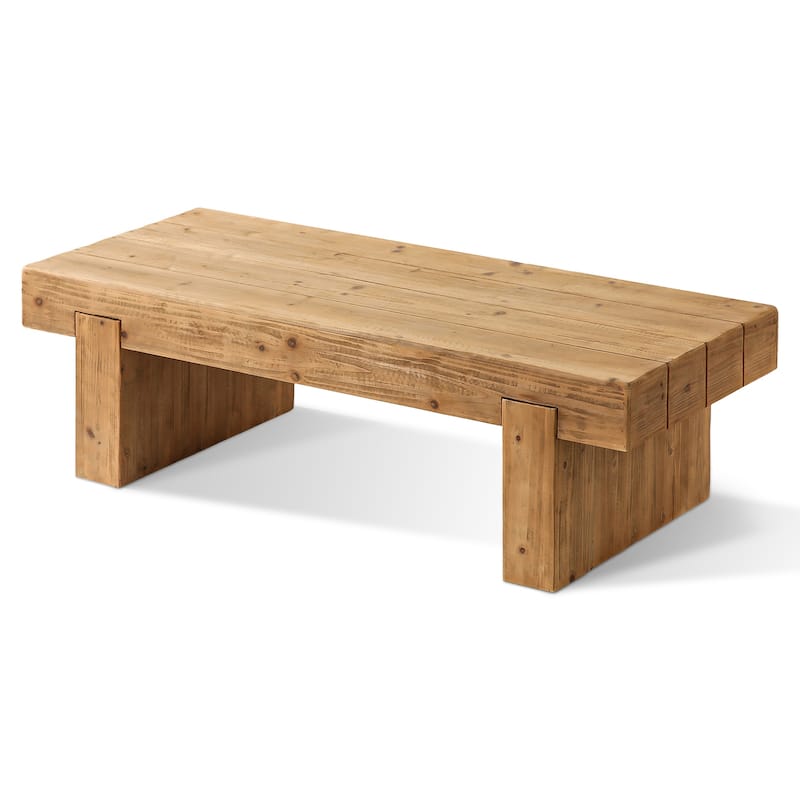 47.6-Inch, Farmhouse Coffee Table Rustic Style Rectangular Coffee Table with 2 Bases, for Living Room
