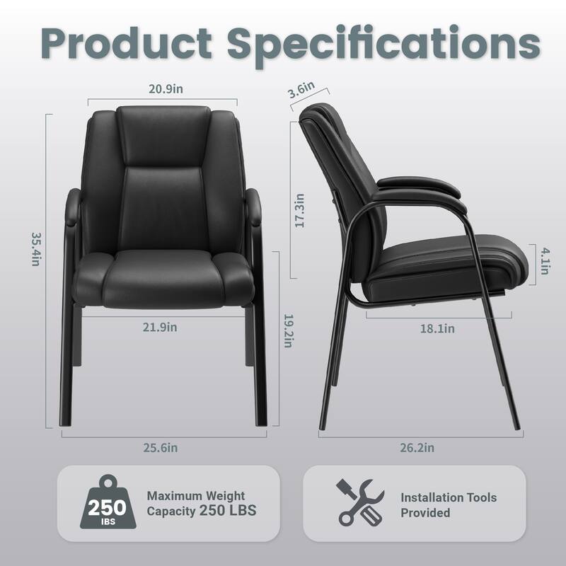 Ergonomic Visitor Chair PU Leather Armrest Steel Frame with Sponge Cushion