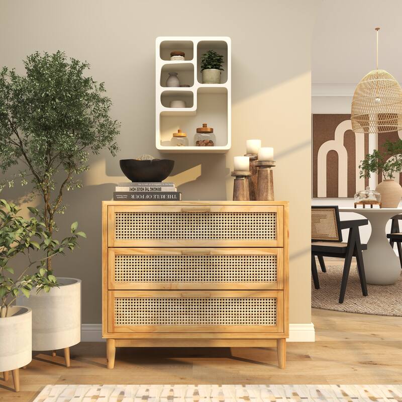 Wooden 5 Shelf Geometric Room Wall Shelf with Block Shapes - Black or Cream