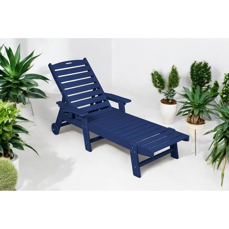 3-Piece Chaise Lounge Set with Side Table – Oversized Outdoor Lounge Chair with 5 Adjustable Positions, Wheels