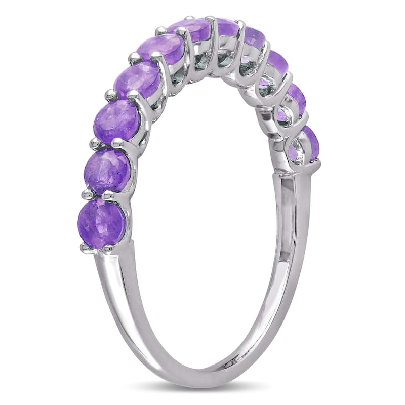 Miadora 1 2/5ct TGW Amethyst Semi-Eternity Anniversary Ring in Sterling Silver