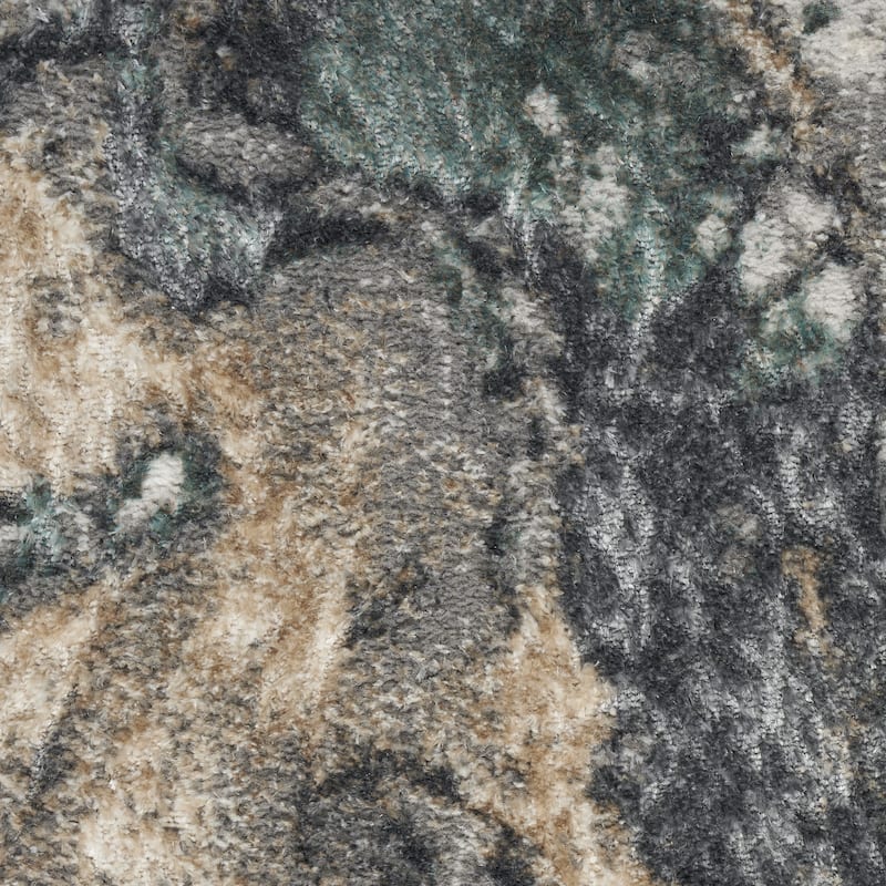 Nourison Illusion Indoor only Blue Abstract Area Rug - 5' 3" x 7' - Aqua/Ivory - 5' 3" x 7' - Rectangle
