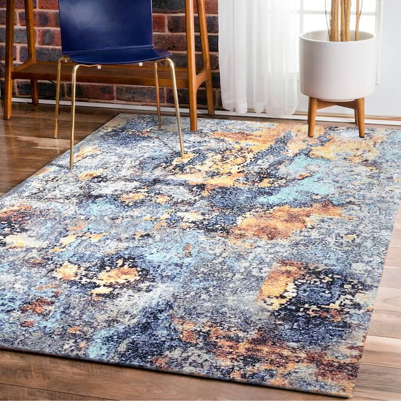 Hand Woven Victoria Micro Printed Polyester Traditional Oriental Area Rug
