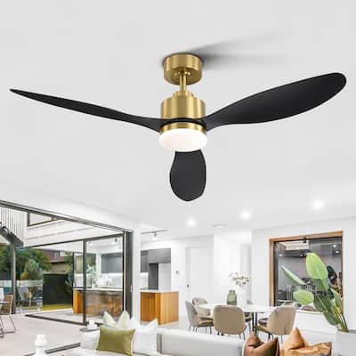 52 Inch Gold LED Ceiling Fan with Lights Remote(3-Blade)