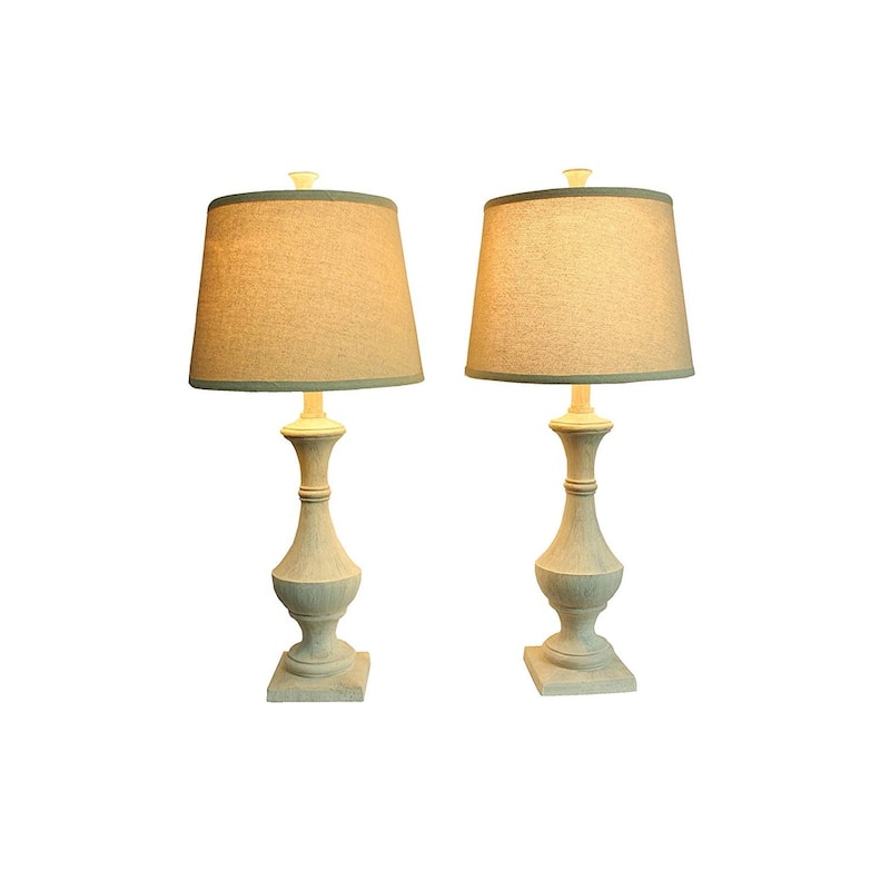 Set of 2 Marion Table Lamps set, 27 inch Tall, Weathered White