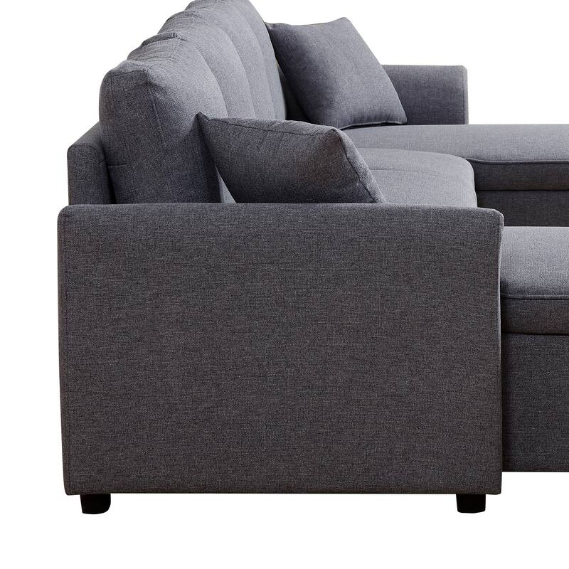 Fashionable U-Shape Pull-out Sleeper Sectional Sofa