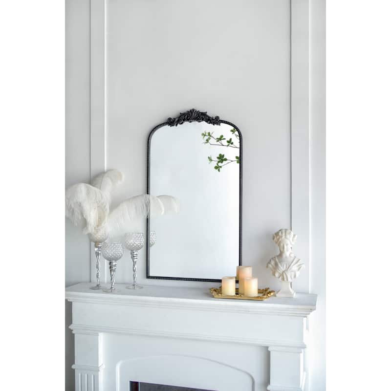 24"x 42" Classic Design Mirror with and Baroque Inspired Frame for Bathroom, Entryway Console Lean Against Wall - Black