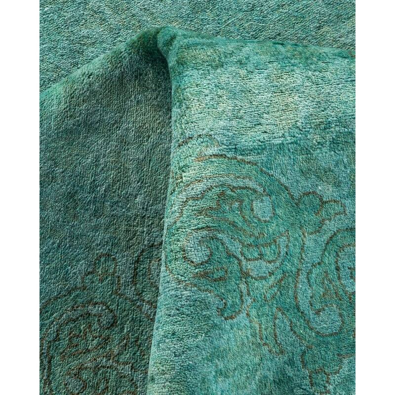Overton Hand Knotted Wool Vintage Inspired Modern Contemporary Overdyed Blue Area Rug - 8' 3" x 10' 4"